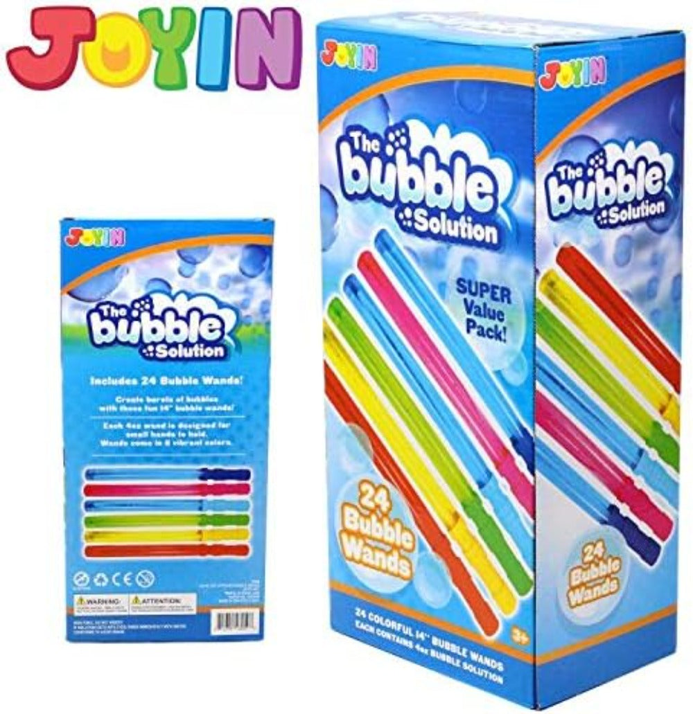 Giant Bubble Wands 24 Pack Bulk – 14.6 Inch Big Bubble Maker Set in 6 Colors, Summer Outdoor Party Favors for Kids, Easter Basket Stuffers