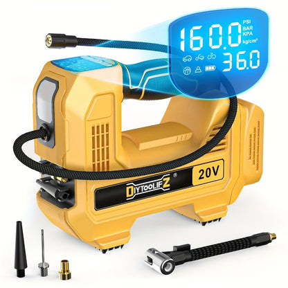 Cordless Tire Inflator 160PSI Portable Air Compressor Compatible with DeWalt 20V / 18V Battery, Digital Pressure Gauge