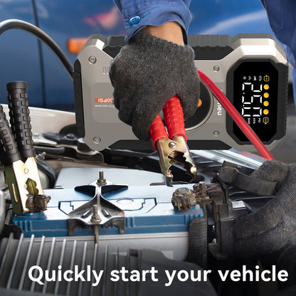 5000A Peak Jump Starter with Air Compressor 150PSI Digital Tire Inflator for 12V Gas Diesel Vehicles – Portable Car Battery Booster USB