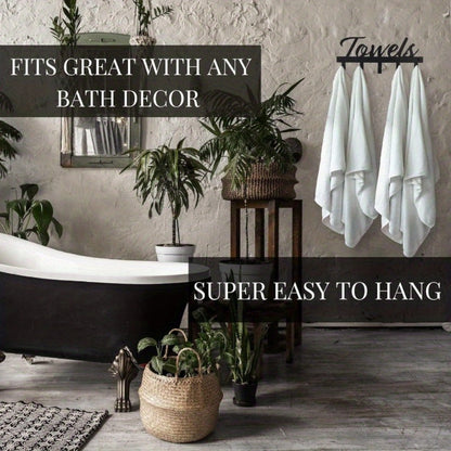 Wall Mount Towel Rack with 5 Hooks Farmhouse Bathroom Organizer Space Saving Towel Holder for Bathroom Kitchen Entryway Easy Install