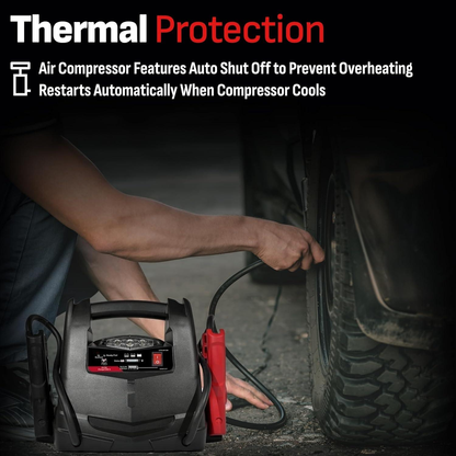 1200A Car Jump Starter and Power Station, 4-in-1 Solution, 150-PSI Air Compressor, 2.4A USB Charging: for 12V Sport
