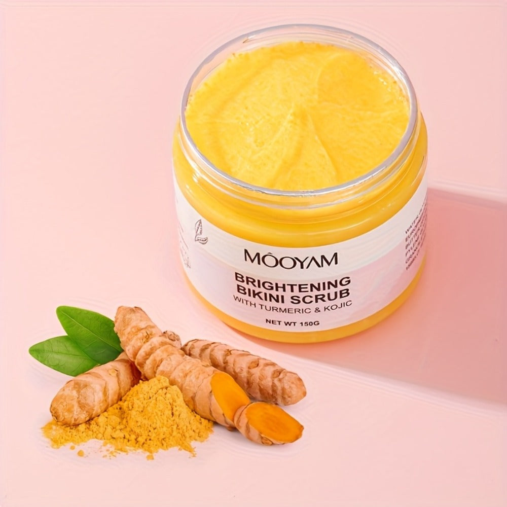 Glycolic Acid Bikini Area Scrub 150g, Kojic Acid & Turmeric Exfoliating Paste, Brightening Treatment