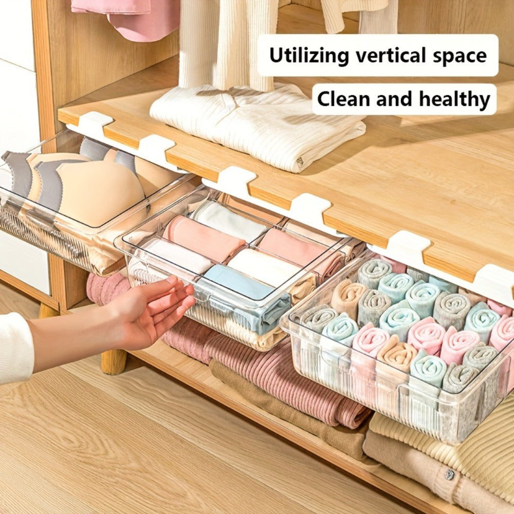 15-Compartment Wall-Mounted Underwear & Socks Hanging Storage Box, Transparent Closet Organizer for Home
