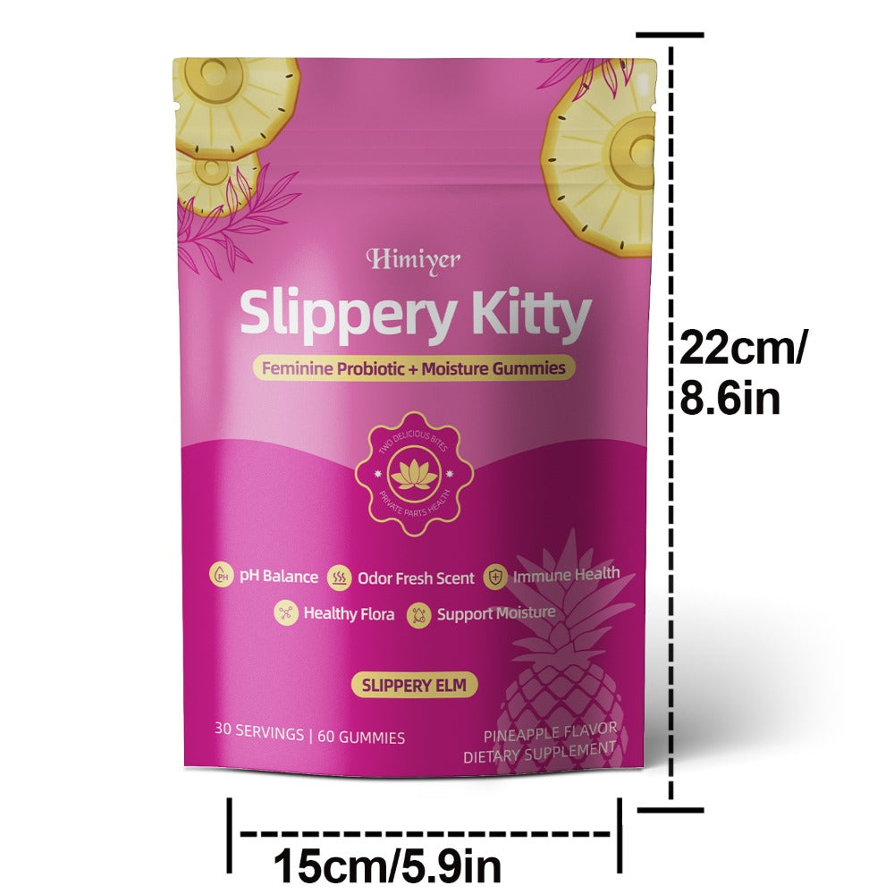 Women's Probiotic Gummies with Slippery Elm for pH Balance & Freshness, Pineapple Flavour, 60 Gummies