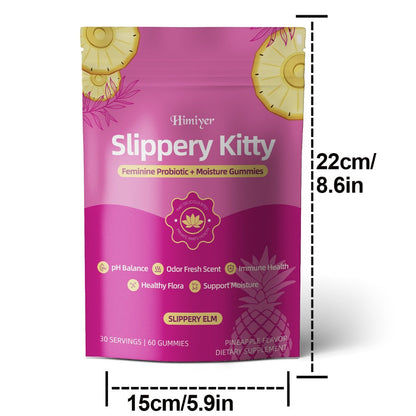 Women's Probiotic Gummies with Slippery Elm for pH Balance & Freshness, Pineapple Flavour, 60 Gummies