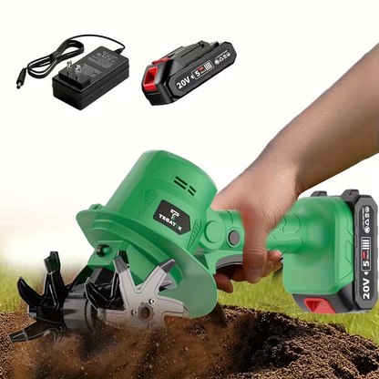 Cordless Electric Tiller 20V Handheld - 9-Inch 235RPM Garden Cultivator with Handle, Metal Soil Tiller for Weeding