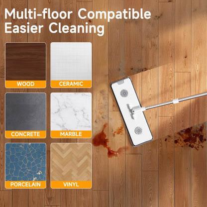 Flat Mop and Bucket Set with Metal Rod 360 Degree Swivel Head Reusable Microfiber Pads for Entryways, Bedrooms and Living Spaces