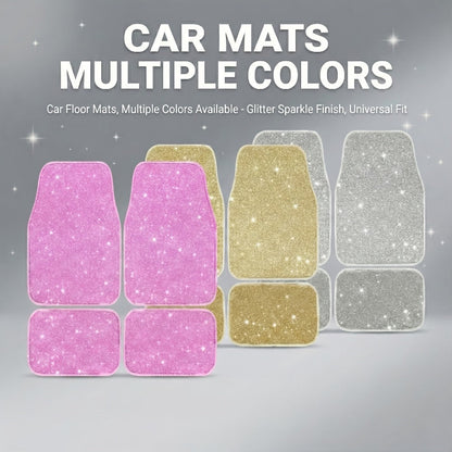Crystal Bling Car Floor Mats for Women – Sparkling Diamond & Flash Glitter Universal Non-Slip Waterproof Auto Floor Pads
