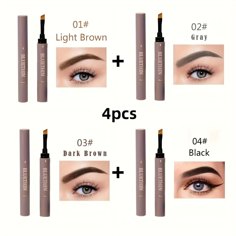 Waterproof Eyebrow Pencil Dual Ended with Angled Tip Flat Tip & Spoolie Brush Smudge Proof Long Lasting Brow Definer for Women Gray Black