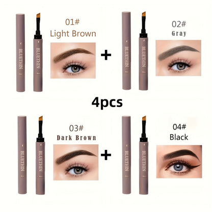 Waterproof Eyebrow Pencil Dual Ended with Angled Tip Flat Tip & Spoolie Brush Smudge Proof Long Lasting Brow Definer for Women Gray Black