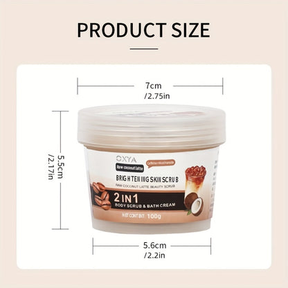 Exfoliating Body Scrub with Coconut Oil & Shea Butter – Raw Coconut Latte Sugar Scrub for Women, Deep Moisturizing Face & Body Exfoliator