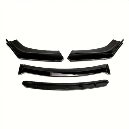 Car Front Lip Spoiler Kit 4pcs Universal ABS Front Bumper Splitter Spoiler Glossy Black Red Accent Aerodynamic Design Easy Clip-On Install