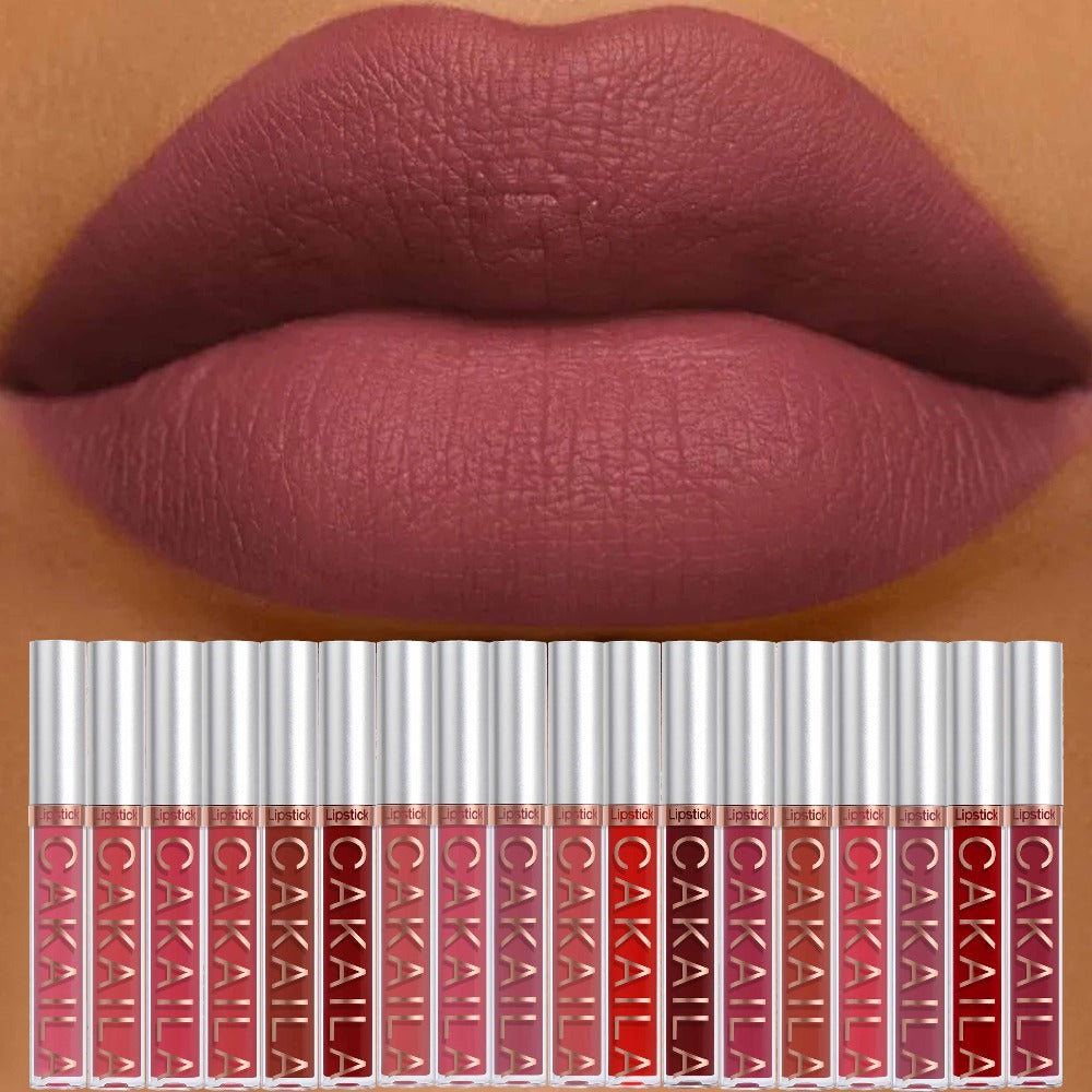 18-Piece Matte Liquid Lipstick Collection with Numbered Shades, Slim 10cm Tubes and Silver Caps