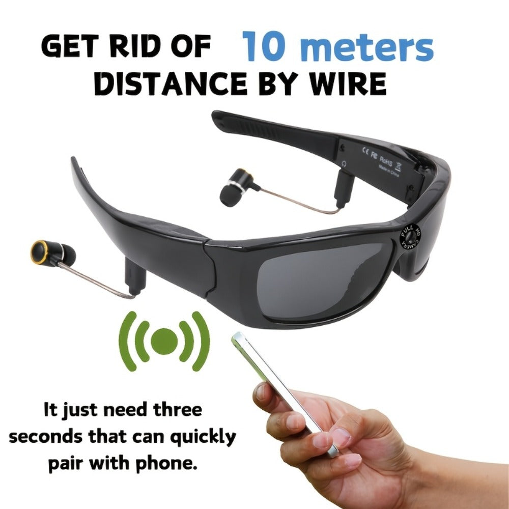 Smart Glasses Camera 1080P HD Video Recording, Built-in 32GB, Music Playback & Phone Call, Wearable Action Camera Sunglasses