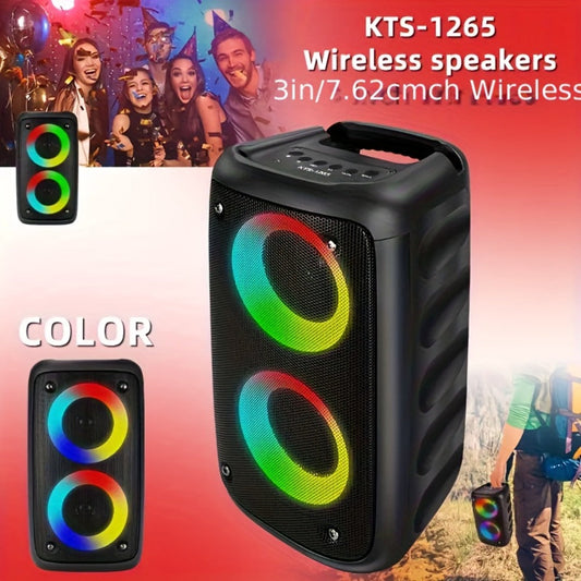 Portable Bluetooth Speaker KTS-1265 with Dual Drivers, RGB, 2400mAh, USB-C and About 4 Hours Playback