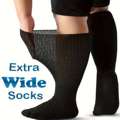 Extra Wide Socks for Swollen Feet 6 Pairs Stretch to 30 Inch Non-Binding Seamless Loose Fit for Entryways, Bedrooms and Living Spaces