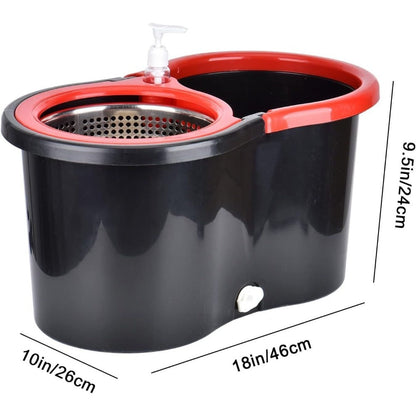 360 Spin Mop and Bucket Set with Wringer – Stainless Steel Extended Handle Spinning Mop Bucket System with Microfiber Mop Refills
