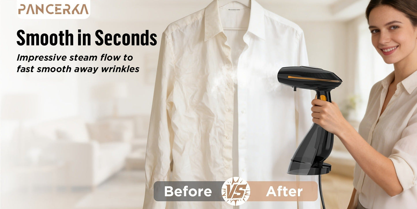 1500W Handheld Garment Steamer with Wide Steam Head, Detachable Tank Area and Two Preserved Model Labels