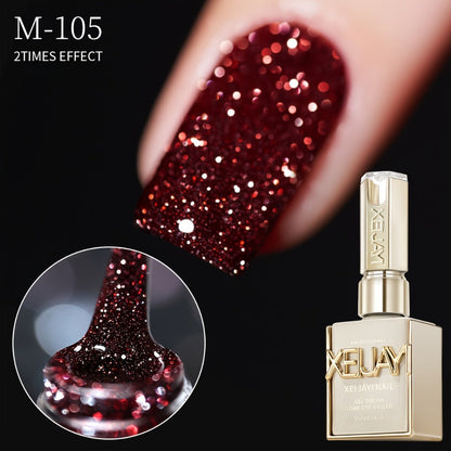 Gel Nail Polish 5-Color Broken-Stone Glitter Set in 0.51oz Bottles with Sparkling Finish and UV/LED Soak-Off Cure