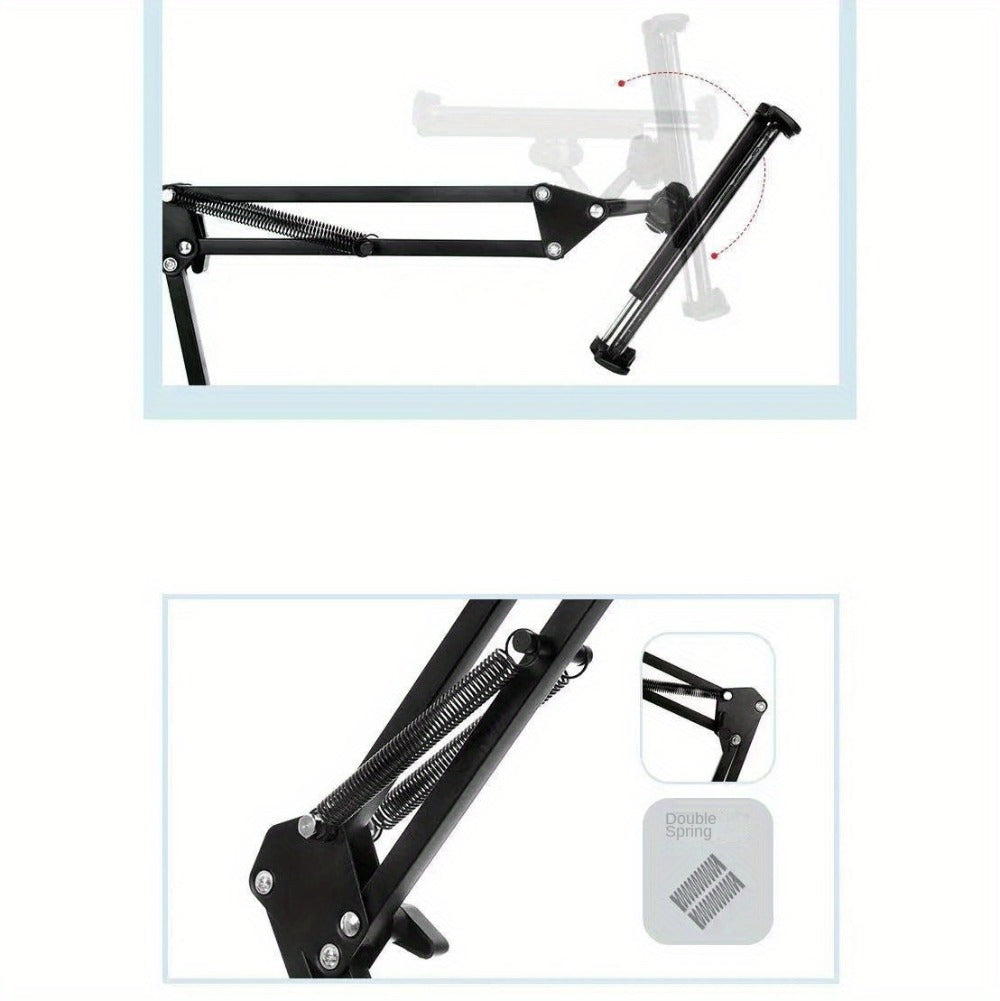 Floor Stand Phone Tablet Holder 68.9 Inch Flexible Gooseneck Lazy Bracket with 360° Rotating Head Foldable Adjustable Arm for Bed Sofa Desk