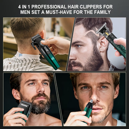 Hair Cutting Set 4pcs Professional - Electric Hair Clipper, Electric Shaver, T-Blade Trimmer & Nose Hair Trimmer