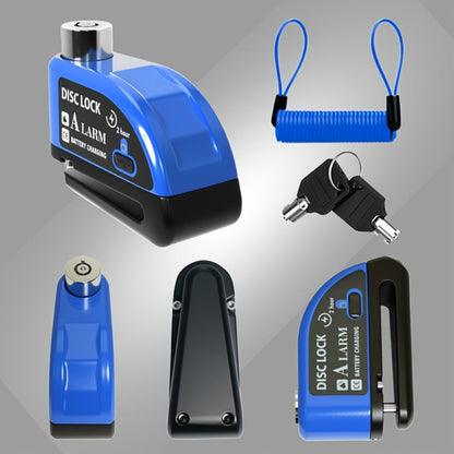 Motorcycle Disc Brake Lock with Alarm 110dB Anti-Theft Security Lock 500mAh Rechargeable USB Motorbike Wheel Lock with Reminder Rope