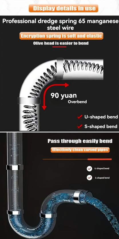 Drain Snake Pipe Unclogger 59 Inch Flexible Hair Clog Remover Tool for Sink, Toilet & Bathroom Drain