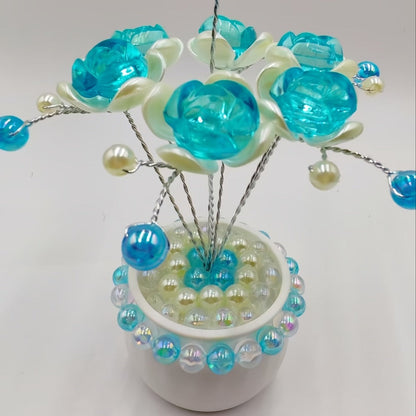 Crystal Flower Car Decoration Handmade DIY Simulation Crystal Flowers for Car Center Console Dashboard Home Decor Holiday Party Birthday
