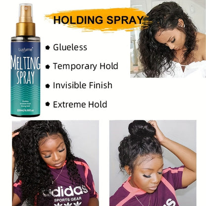 Lace Melting Spray for Wigs Invisible Hold No Residue Strong Bond Transparent Wig Adhesive for Home, Travel and Salon Hair Styling