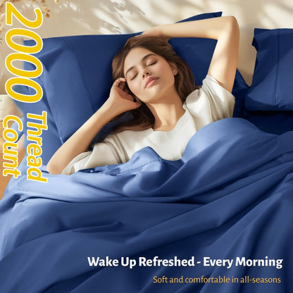 Bed Sheet Set 4-Piece Bamboo-Derived Fabric with Available Extra-Deep Pocket and Eighteen Colors