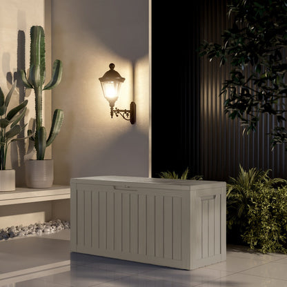 Large Resin Deck Box Lockable Outdoor Storage 80/100 Gallon, 345L UV Patio Storage Box for Garden, Patio and Yard Use