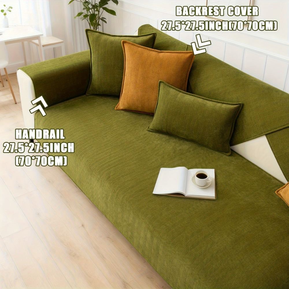 Sofa Cover Ribbed Chenille Stretch Panels for 1 to 4 Seats, Armrests or Cushions with Model-Specific Size and Color Options