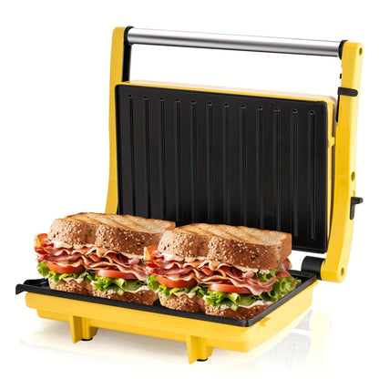 Panini Press Grill 3-in-1 Electric Indoor Grill with Non-Stick Plates - 180° Flat Grill for Entryways, Bedrooms and Living Spaces