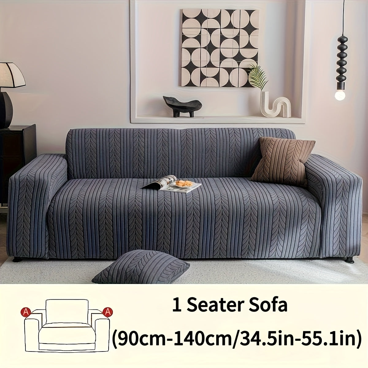 Sofa Cover Zigzag-Texture Fitted Slipcover for 1, 2, 3 or 4-Seater Sofas in Four Neutral Colors