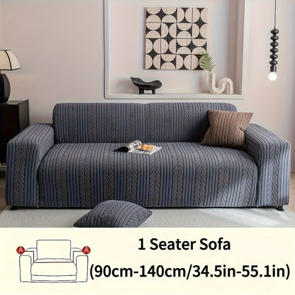 Sofa Cover Zigzag-Texture Fitted Slipcover for 1, 2, 3 or 4-Seater Sofas in Four Neutral Colors