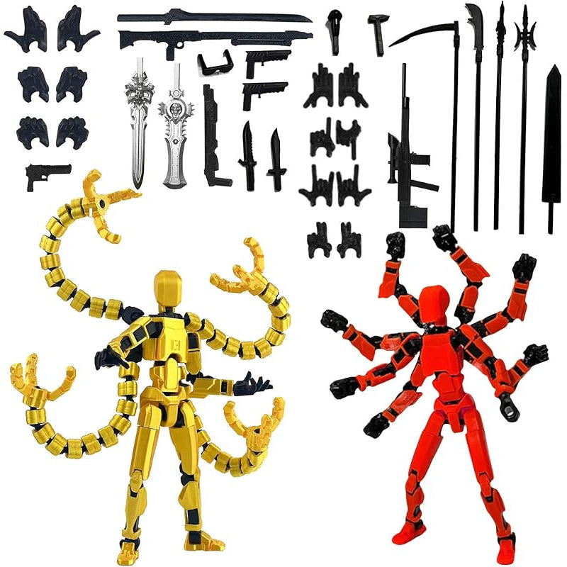3D Printed Action Figure Set 2pcs T13 – 5.5 Inch Assembled Collectible Desktop Ornament Toy Figures for Game Enthusiasts