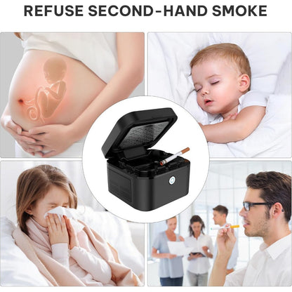 Smokeless Ashtray with HEPA Filter, USB Rechargeable Indoor Ashtray for Home Office Car, 4 Filters Included
