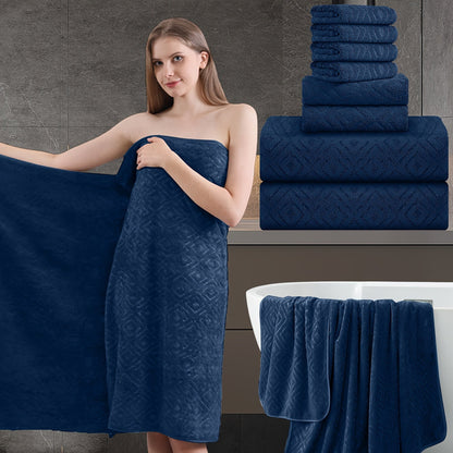 Bath Hand Towels, Towel Set 8 Piece 700GSM with 2 Bath Towels, 2 Hand Towels and 4 Washcloths in 16 Colors for Home and Guest Use
