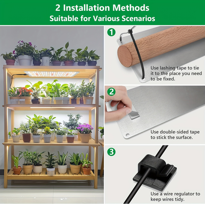 Under-Shelf LED Plant Light Panel Set with Dimming and Timer Controls, 2 or 4 Pack for Indoor Racks