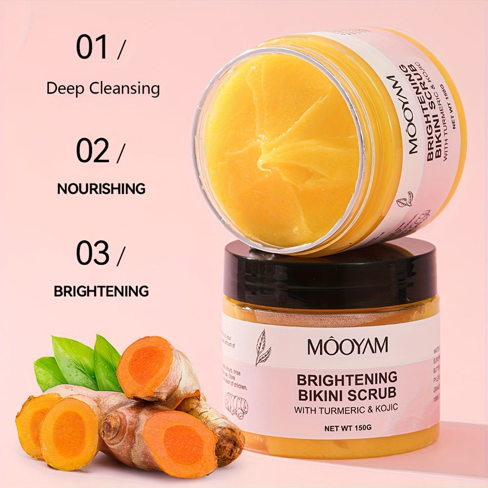 Glycolic Acid Bikini Area Scrub 150g, Kojic Acid & Turmeric Exfoliating Paste, Brightening Treatment