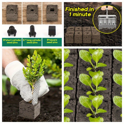 Garden Clod Breaker & Soil Blocker Tool – Heavy Duty Metal Multi-Cell Soil Block Maker with Adjustable Handle for Seed Starting