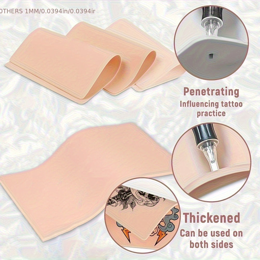 Tattoo Practice Skin Kit, Double-Sided Silicone Training Skin with Transfer Papers for Microneedling