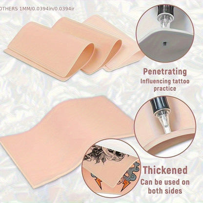 Tattoo Practice Skin Kit, Double-Sided Silicone Training Skin with Transfer Papers for Microneedling