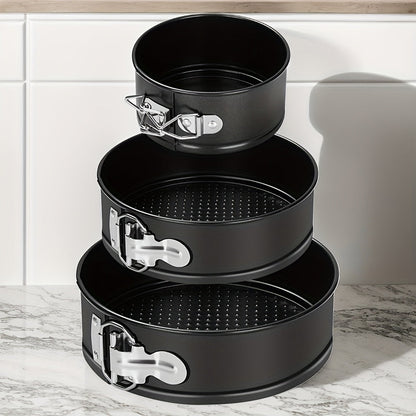 Springform Cake Pan Set, Nonstick Carbon Steel Cheesecake Pan with Removable Bottom & Locking Latch