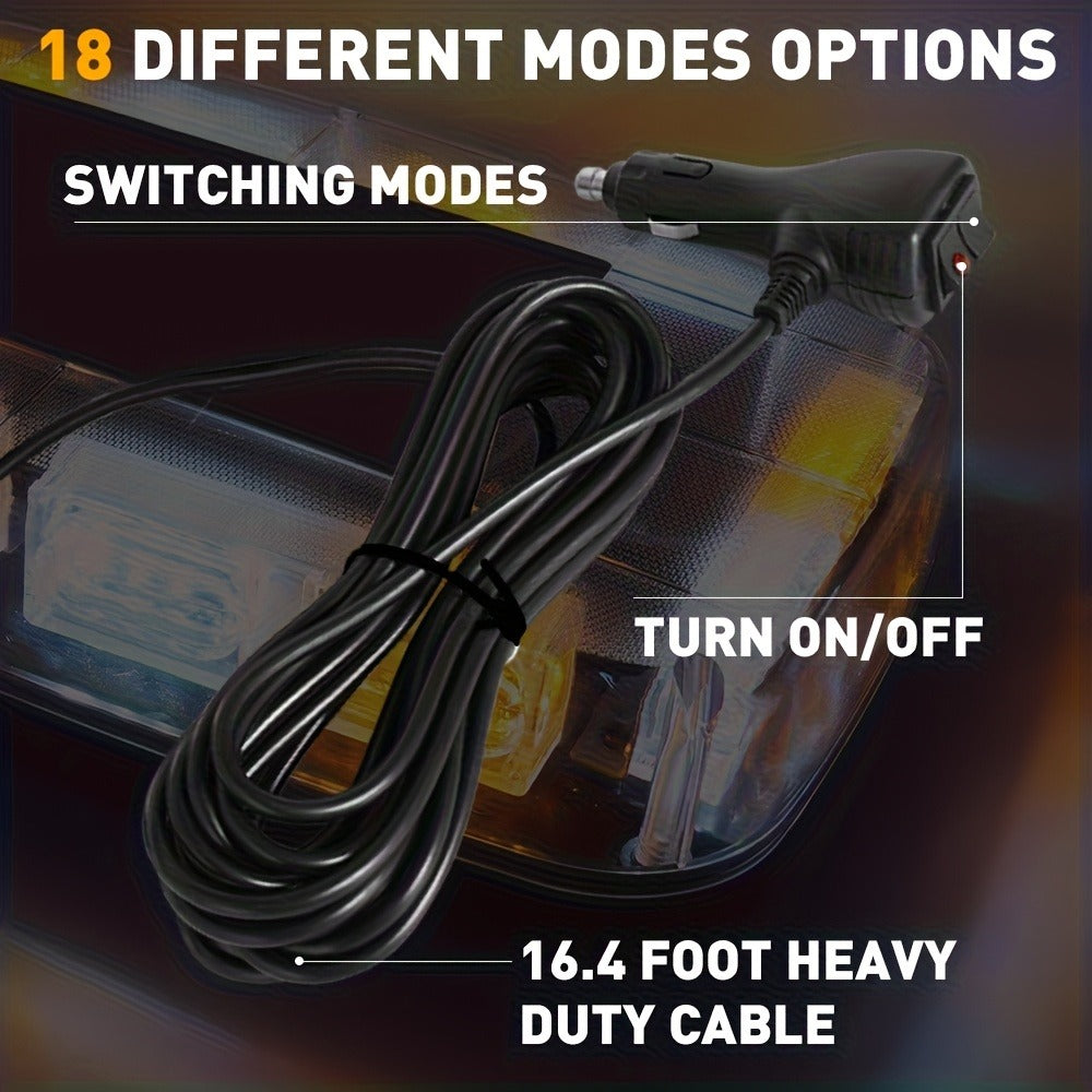 48 LED Roof Strobe Light Bar IP67 Waterproof Magnetic Mount Emergency Warning Light 12-24V for Plow Trucks Construction Vehicles Cars