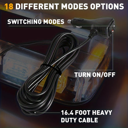 48 LED Roof Strobe Light Bar IP67 Waterproof Magnetic Mount Emergency Warning Light 12-24V for Plow Trucks Construction Vehicles Cars