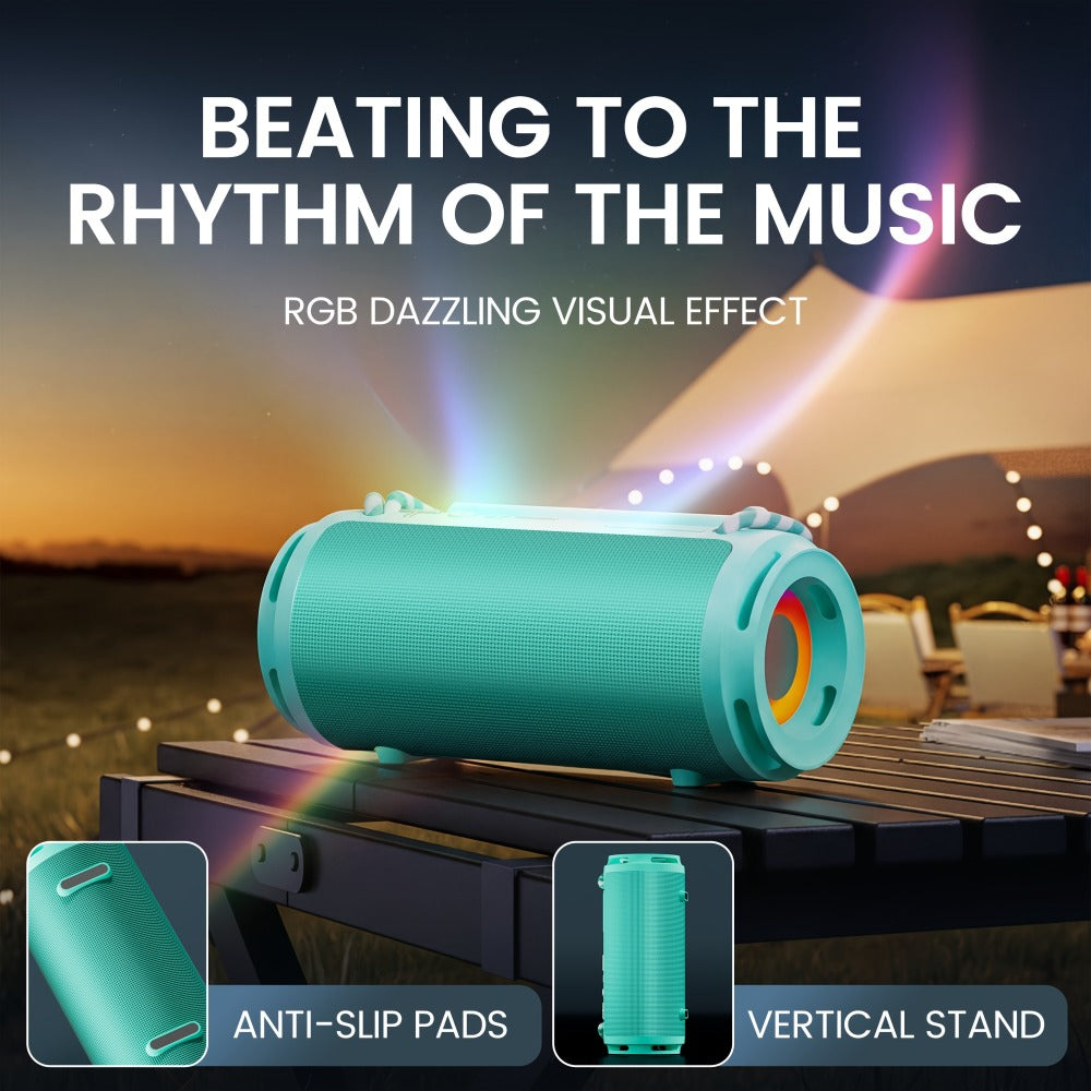 Bluetooth Speaker Cylindrical RGB Model with Carry Cords, USB and TF Playback, Four Colors and 7.17-Inch Body
