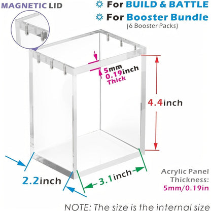 Acrylic Display Case for Pokemon Booster Bundle, UV Protection Magnetic Clear Box for Scarlet Violet