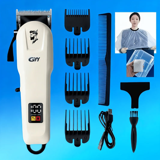 Hair Clipper Kit with Scissors for Home & Salon – Professional Stainless Steel Blade, Digital Display, USB Rechargeable Hair Cutting Set