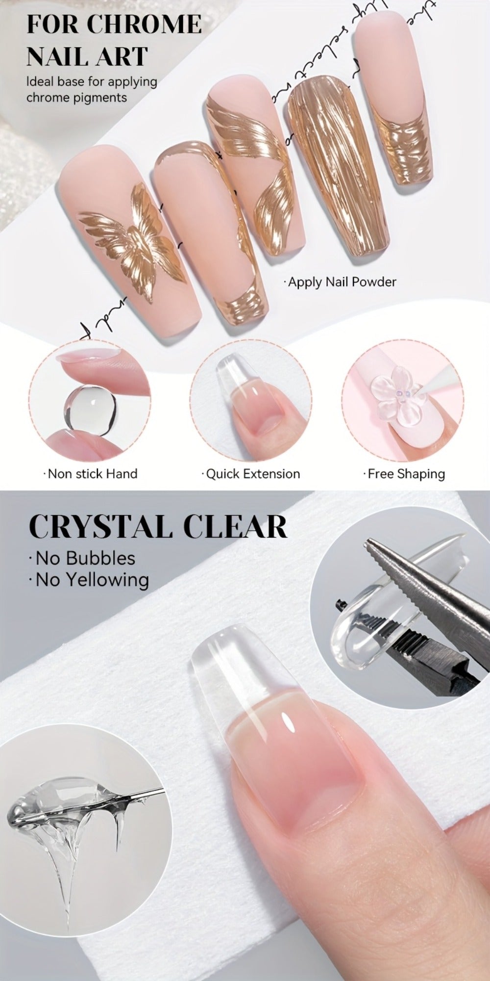 3D Sculpting Builder Gel Kit with Carving Pen – Clear & White Nail Extension Gel for Floral Nail Art, Acrylic Extensions & DIY Salon